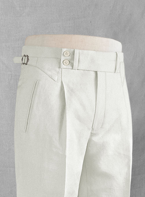 Safari Ivory Cotton Linen Heritage Trousers.
