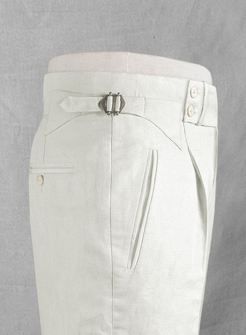 Safari Ivory Cotton Linen Heritage Trousers.