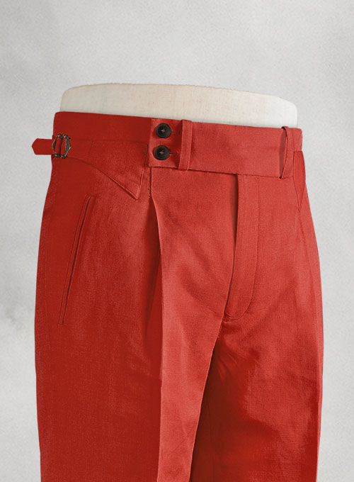 Safari Red Cotton Linen Heritage Trousers
