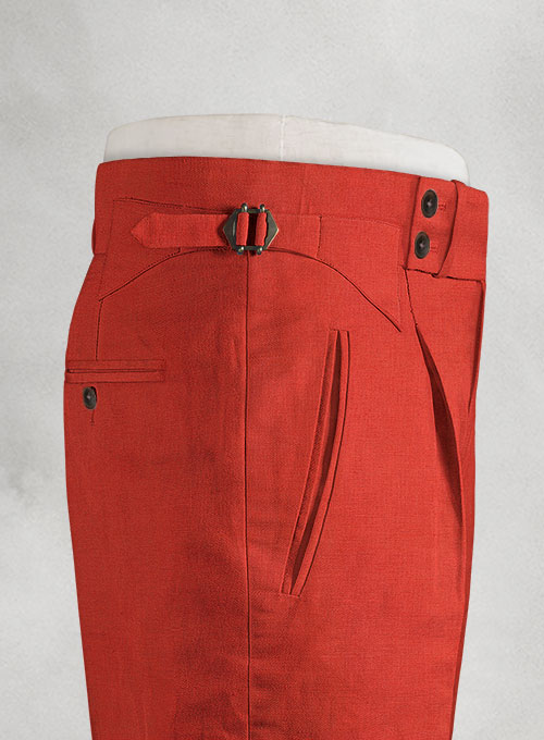 Safari Red Cotton Linen Heritage Trousers