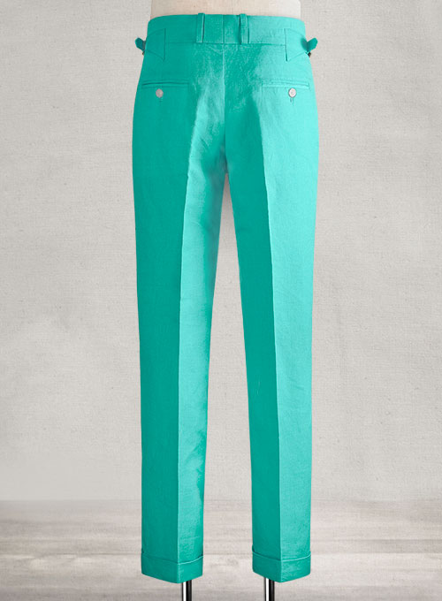 Safari Teal Blue Heritage Cotton Linen Trousers