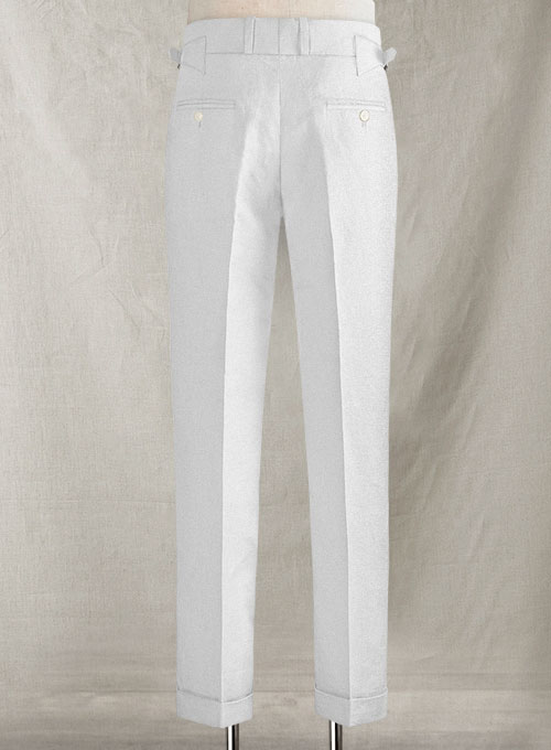 Safari White Cotton Linen Heritage Trousers