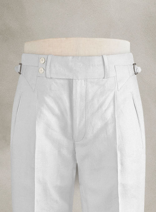 Safari White Cotton Linen Heritage Trousers