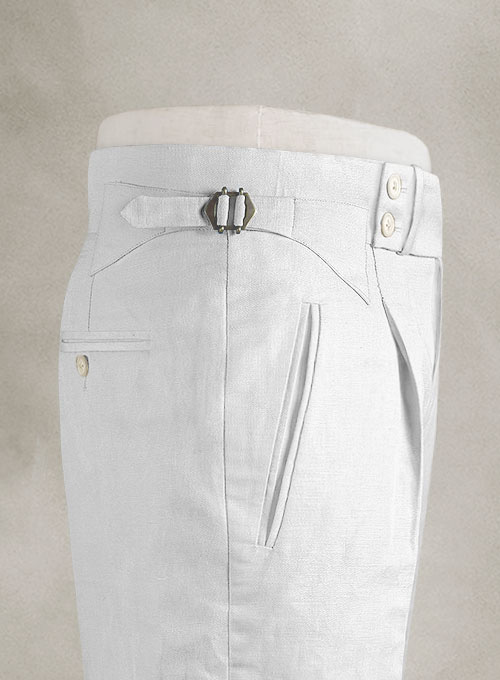 Safari White Cotton Linen Heritage Trousers