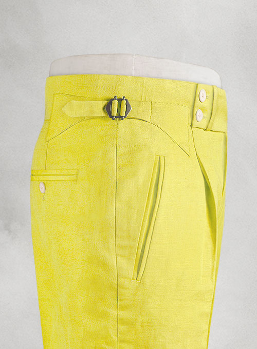 Safari Yellow Cotton Linen Heritage Trousers