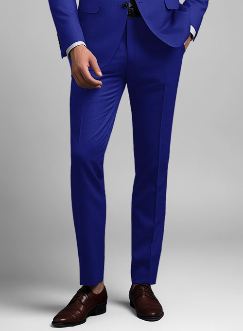 Scabal Cobalt Blue Wool Pants - Click Image to Close