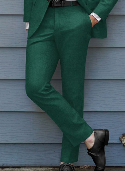 Scabal Oslo Green Wool Pants - Click Image to Close