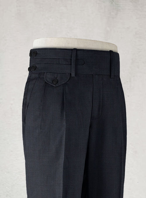 Sharkskin Blue Double Gurkha Wool Trousers - Click Image to Close
