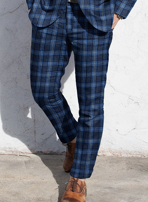 Solbiati Blue Glen Linen Pants - Click Image to Close