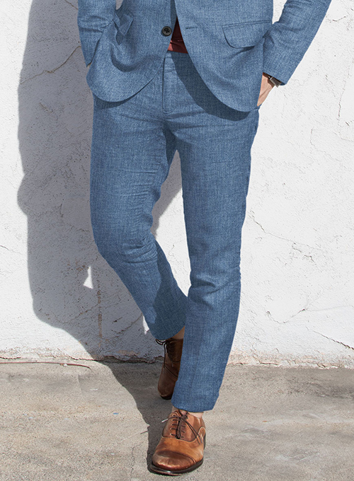 Solbiati Denim Light Blue Linen Pants - Click Image to Close