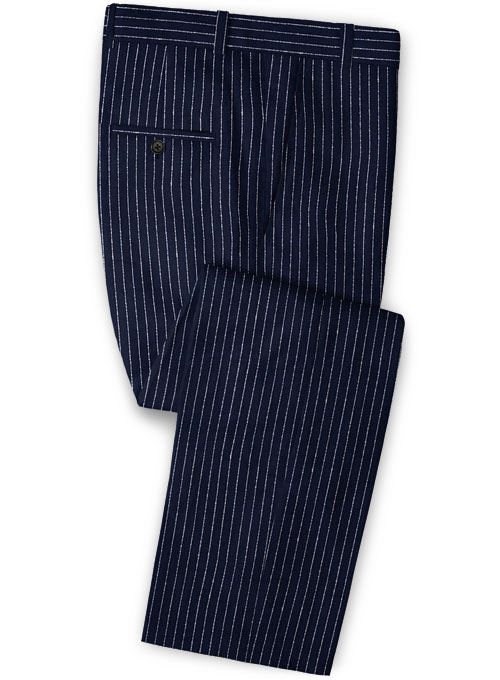 dark blue linen pants