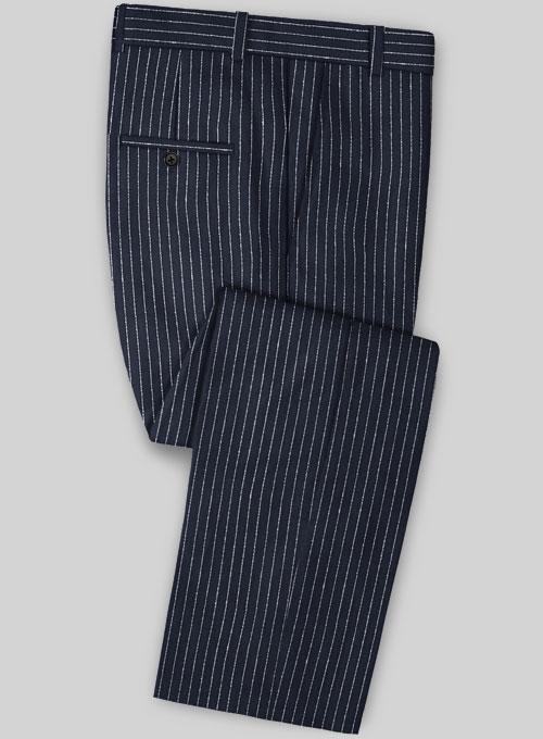 Solbiati Dark Blue Stripes Linen Pants