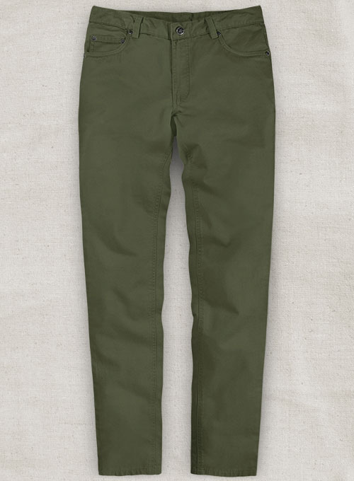 Stretch Summer Weight Olive Green Chino Jeans