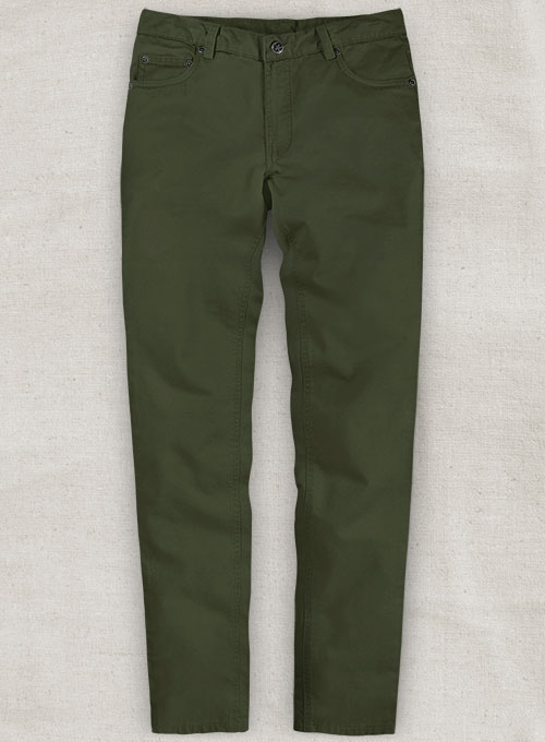 Stretch Summer Weight Olive Green Chino Jeans