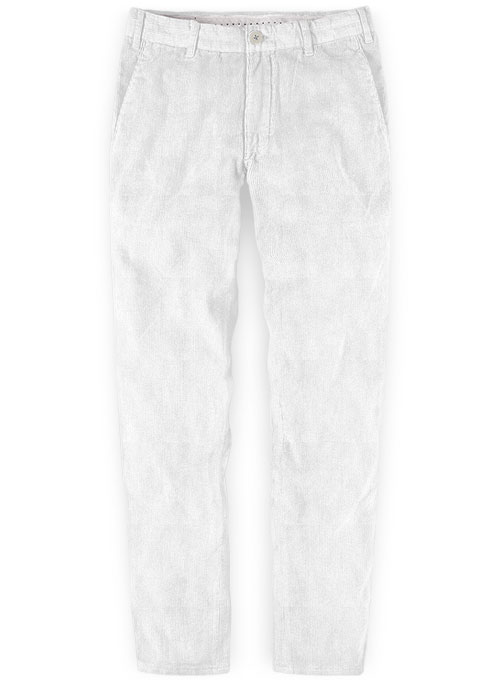 Stretch White Corduroy Trousers - 21 wales