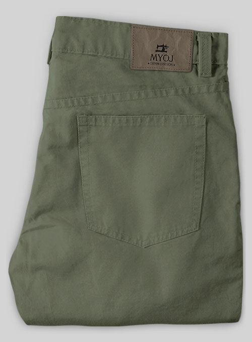 Stretch Summer Olive Green Chino Jeans - Click Image to Close