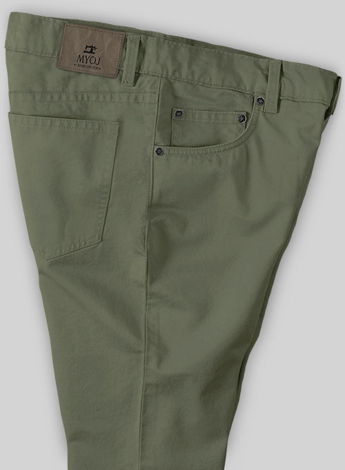 Stretch Summer Olive Green Chino Jeans - Click Image to Close