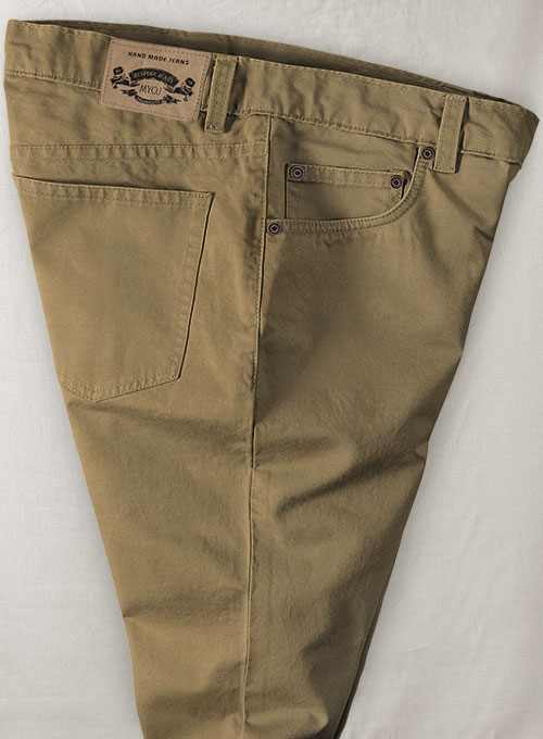 Tan Feather Cotton Canvas Stretch Jeans - Click Image to Close