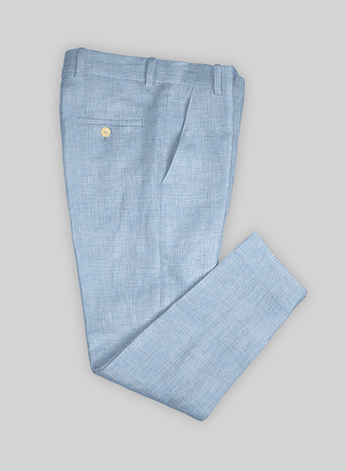 Tropical Blue Pure Linen Pants