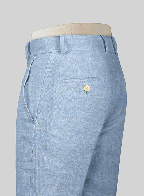 Tropical Blue Pure Linen Pants