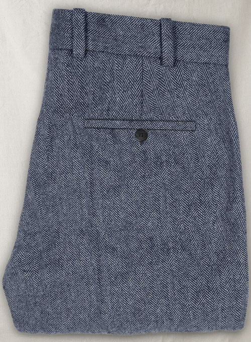 Vintage Herringbone Blue Tweed Pants - Click Image to Close