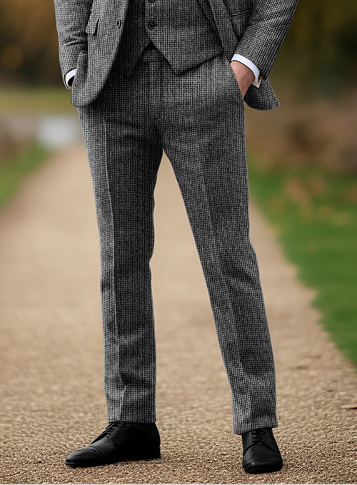 Vintage Gray Macro Weave Tweed Pants