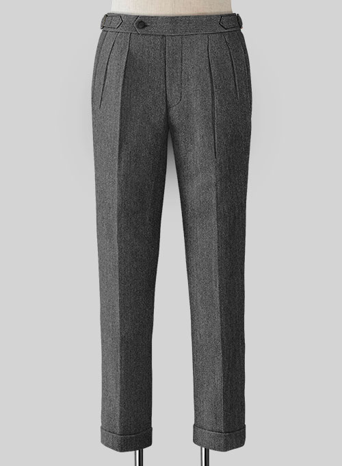 Vintage Herringbone Gray Highland Tweed Trousers