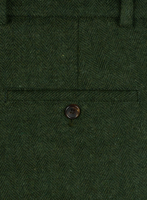 Vintage Herringbone Green Tweed Pants