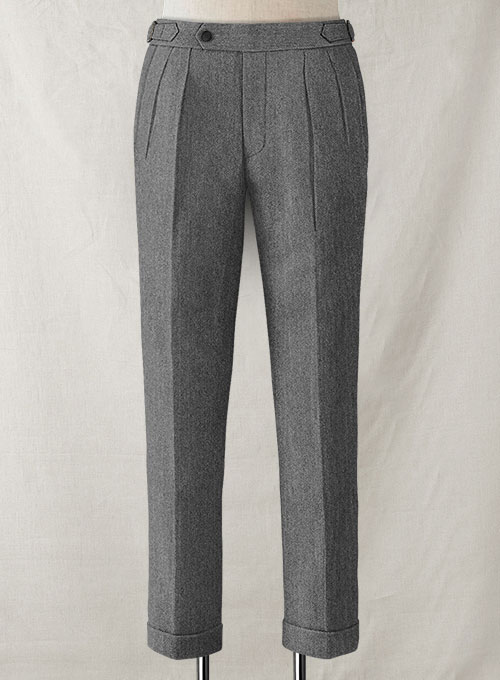 Vintage Herringbone Gray Highland Tweed Trousers