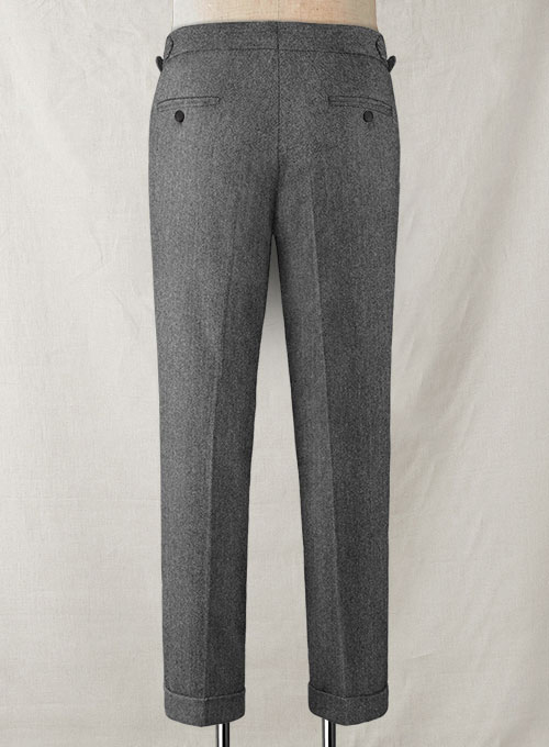 Vintage Herringbone Gray Tweed Highland Trousers - Click Image to Close