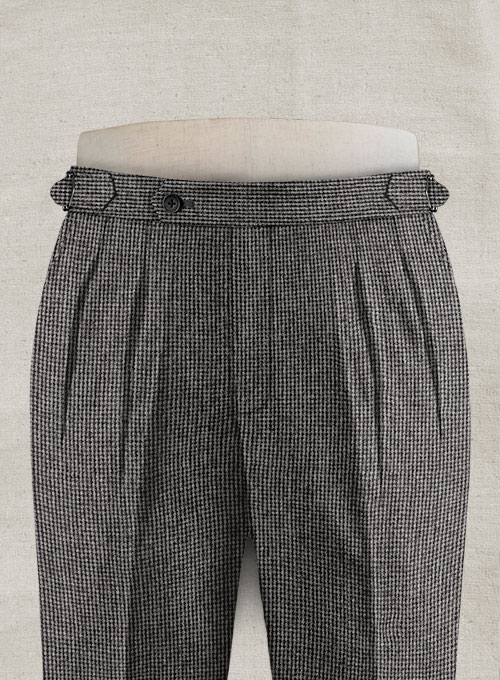 Vintage Gray Macro Weave Highland Tweed Trousers - Click Image to Close