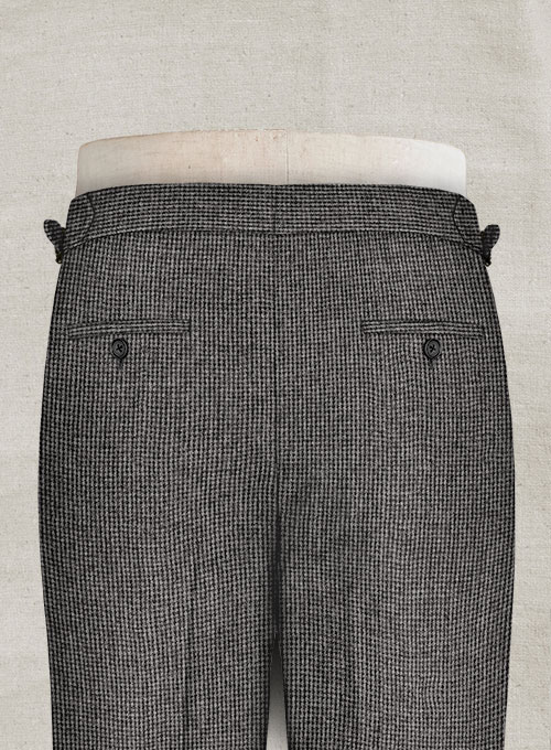 Vintage Gray Macro Weave Highland Tweed Trousers - Click Image to Close