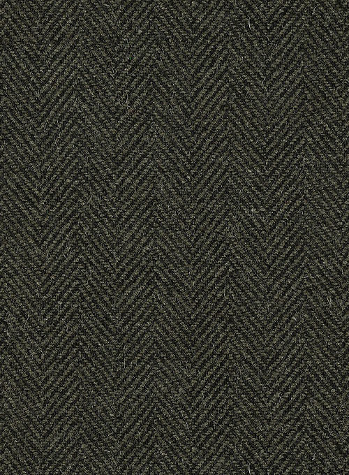 Vintage Flat Green Herringbone Highland Tweed Trousers - Click Image to Close