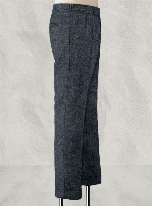 Vintage Glasgow Blue Highland Tweed Trousers - Click Image to Close