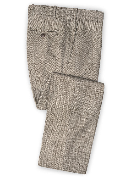 Vintage Herringbone Brown Tweed Pants