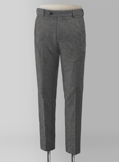 Vintage Herringbone Gray Tweed Pants - Click Image to Close