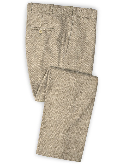 Men's Recycled Wool Tweed Pants Beige