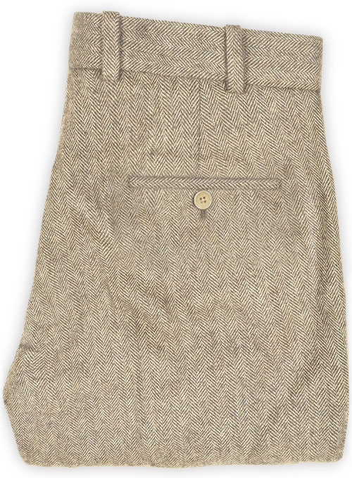 Vintage Herringbone Light Beige Tweed Pants : Made To Measure