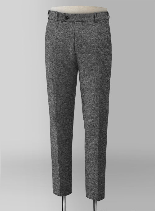 Vintage Plain Dark Gray Tweed Pants - Click Image to Close
