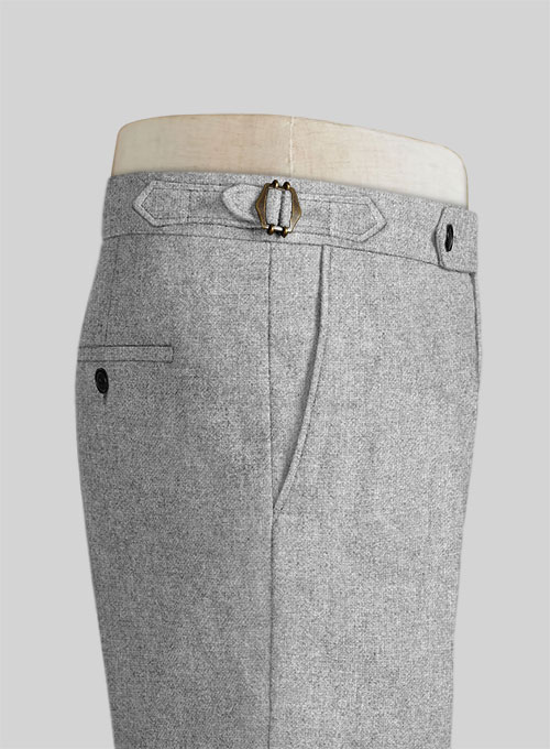 Rope Weave Light Gray Highland Tweed Trousers - Click Image to Close