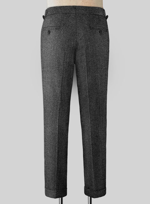 Vintage Dark Gray Weave Highland Tweed Trousers - Click Image to Close