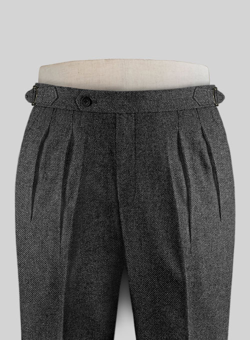 Vintage Dark Gray Weave Highland Tweed Trousers