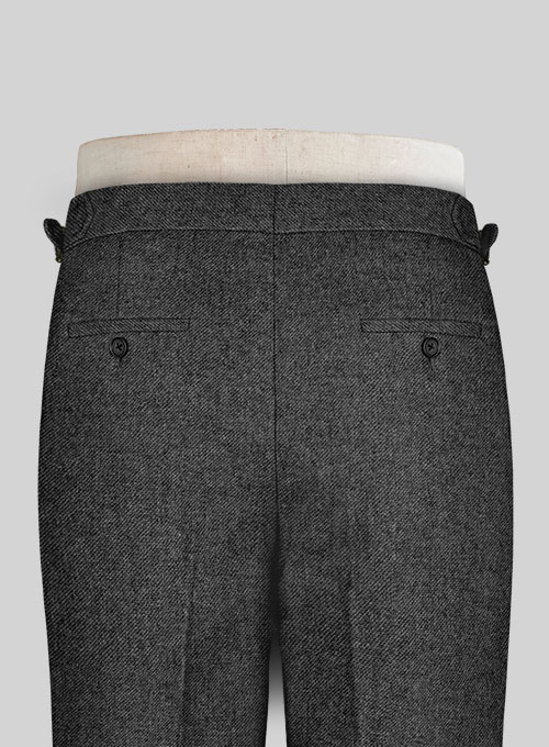 Vintage Dark Gray Weave Highland Tweed Trousers - Click Image to Close