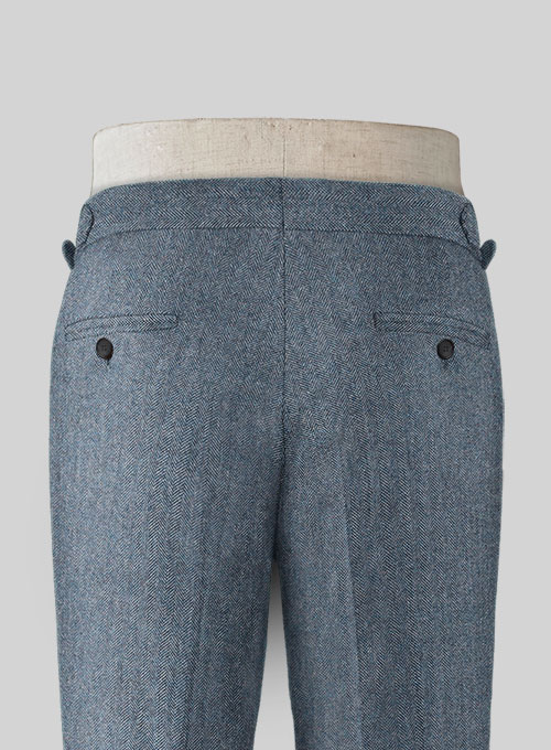 Vintage Herringbone Blue Highland Tweed Trousers