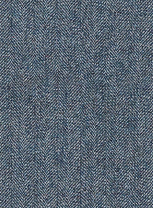Vintage Herringbone Blue Highland Tweed Trousers - Click Image to Close