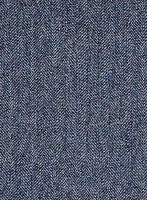 Vintage Herringbone Blue Highland Tweed Trousers - Click Image to Close
