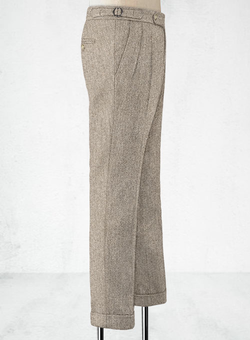 Vintage Herringbone Brown Highland Tweed Trousers - Click Image to Close