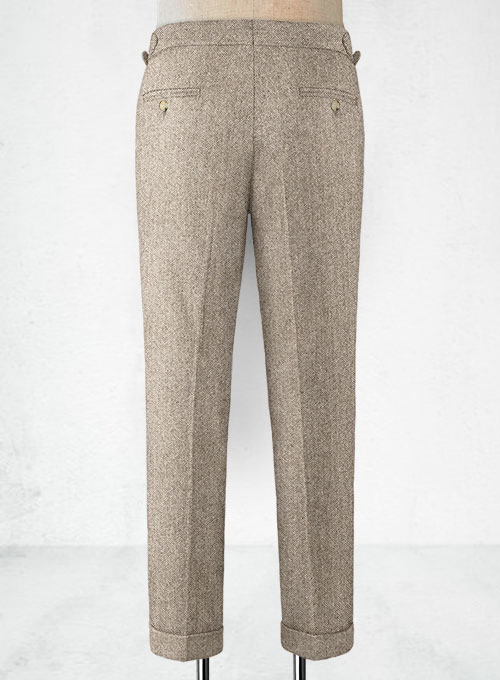 Vintage Herringbone Brown Highland Tweed Trousers - Click Image to Close