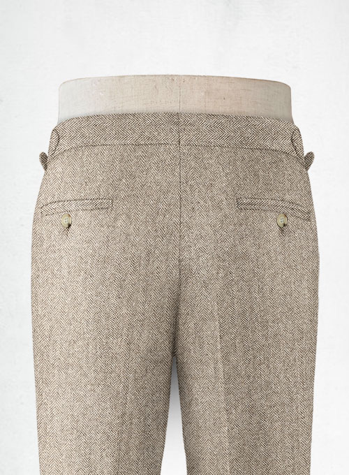 Vintage Herringbone Brown Highland Tweed Trousers - Click Image to Close