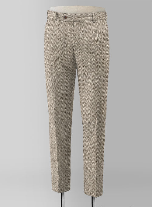 Vintage Herringbone Brown Tweed Pants - Click Image to Close